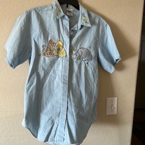 Vintage Disney denim( Winnie the Pooh) shirt..button down. Size M 100% cotton
